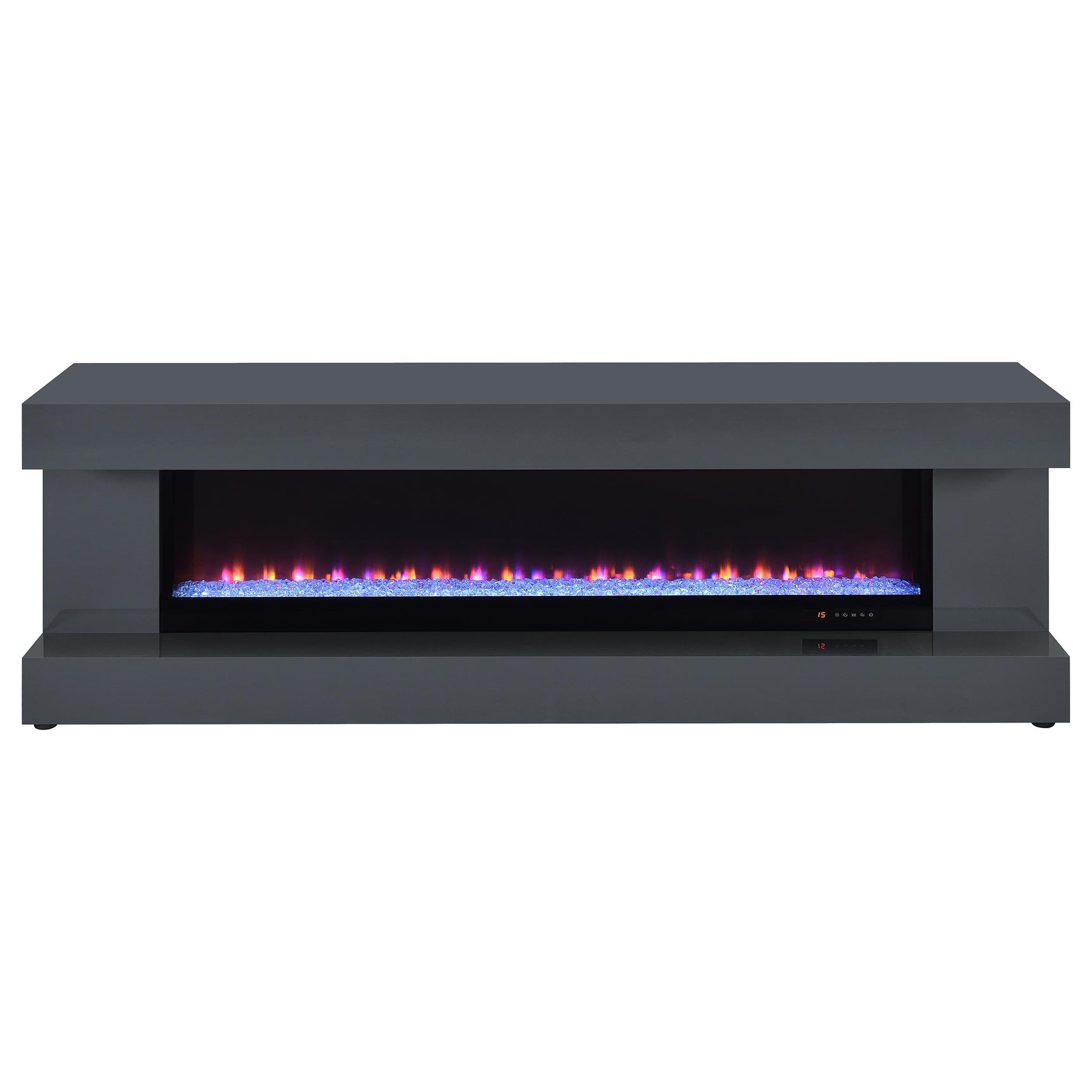 Mallory Grey High Gloss TV Stand Fireplace Console Bluetooth Speaker - Ornate Home