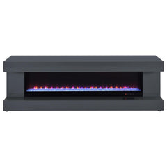 Mallory Grey High Gloss TV Stand Fireplace Console Bluetooth Speaker - Ornate Home