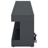 Mallory Grey High Gloss TV Stand Fireplace Console Bluetooth Speaker - Ornate Home