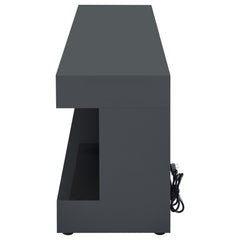 Mallory Grey High Gloss TV Stand Fireplace Console Bluetooth Speaker - Ornate Home