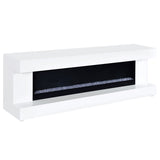 Mallory White High Gloss TV Stand Fireplace Console Bluetooth Speaker - Ornate Home