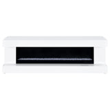 Mallory White High Gloss TV Stand Fireplace Console Bluetooth Speaker - Ornate Home