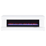 Mallory White High Gloss TV Stand Fireplace Console Bluetooth Speaker - Ornate Home