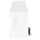 Mallory White High Gloss TV Stand Fireplace Console Bluetooth Speaker - Ornate Home