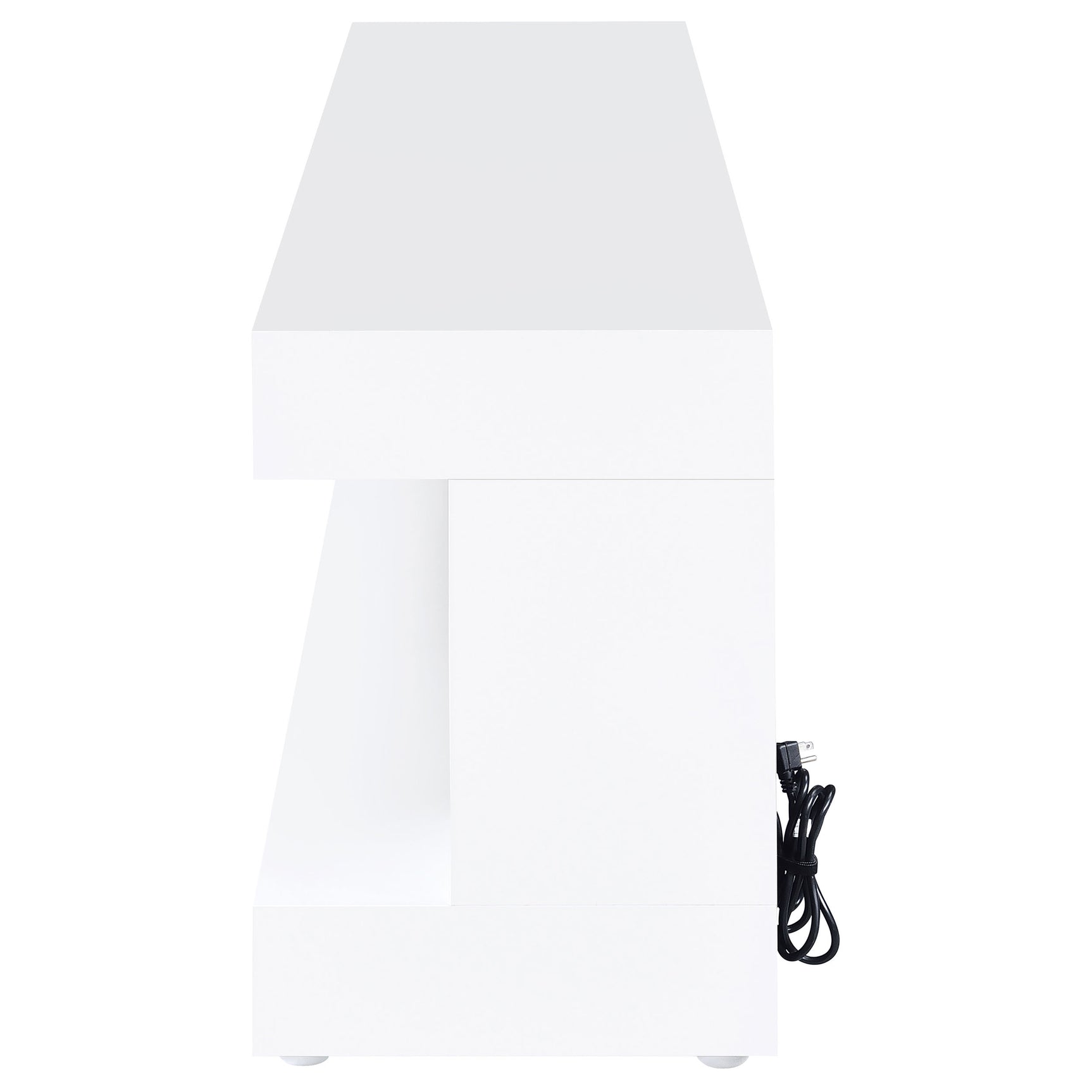Mallory White High Gloss TV Stand Fireplace Console Bluetooth Speaker - Ornate Home
