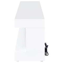 Mallory White High Gloss TV Stand Fireplace Console Bluetooth Speaker - Ornate Home