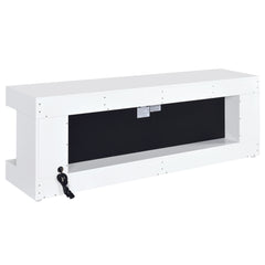 Mallory White High Gloss TV Stand Fireplace Console Bluetooth Speaker - Ornate Home