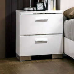 Malte White/Chrome 4 Pc. Queen Bedroom Set - Ornate Home