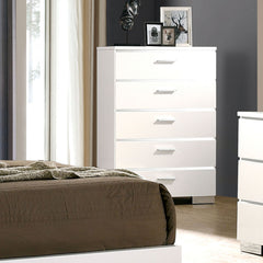 Malte White/Chrome 5 Pc. Queen Bedroom Set w/ Chest - Ornate Home