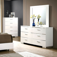 Malte White/Chrome 5 Pc. Queen Bedroom Set w/ Chest - Ornate Home