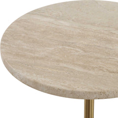Malya Brass/Brown Travertine Accent Table - Ornate Home