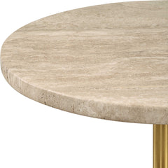 Malya Brass/Brown Travertine Accent Table - Ornate Home