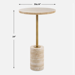 Malya Brass/Brown Travertine Accent Table - Ornate Home