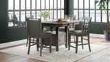 Manchester Grey High/Low Sq. Counter Dining Table w/ 4 Stools - Ornate Home