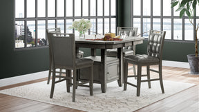 Manchester Grey High/Low Sq. Counter Dining Table w/ 4 Stools - Ornate Home