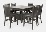 Manchester Grey High/Low Sq. Counter Dining Table w/ 6 Stools - Ornate Home