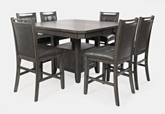 Manchester Grey High/Low Sq. Counter Dining Table w/ 6 Stools - Ornate Home