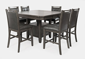 Manchester Grey High/Low Sq. Counter Dining Table w/ 6 Stools - Ornate Home