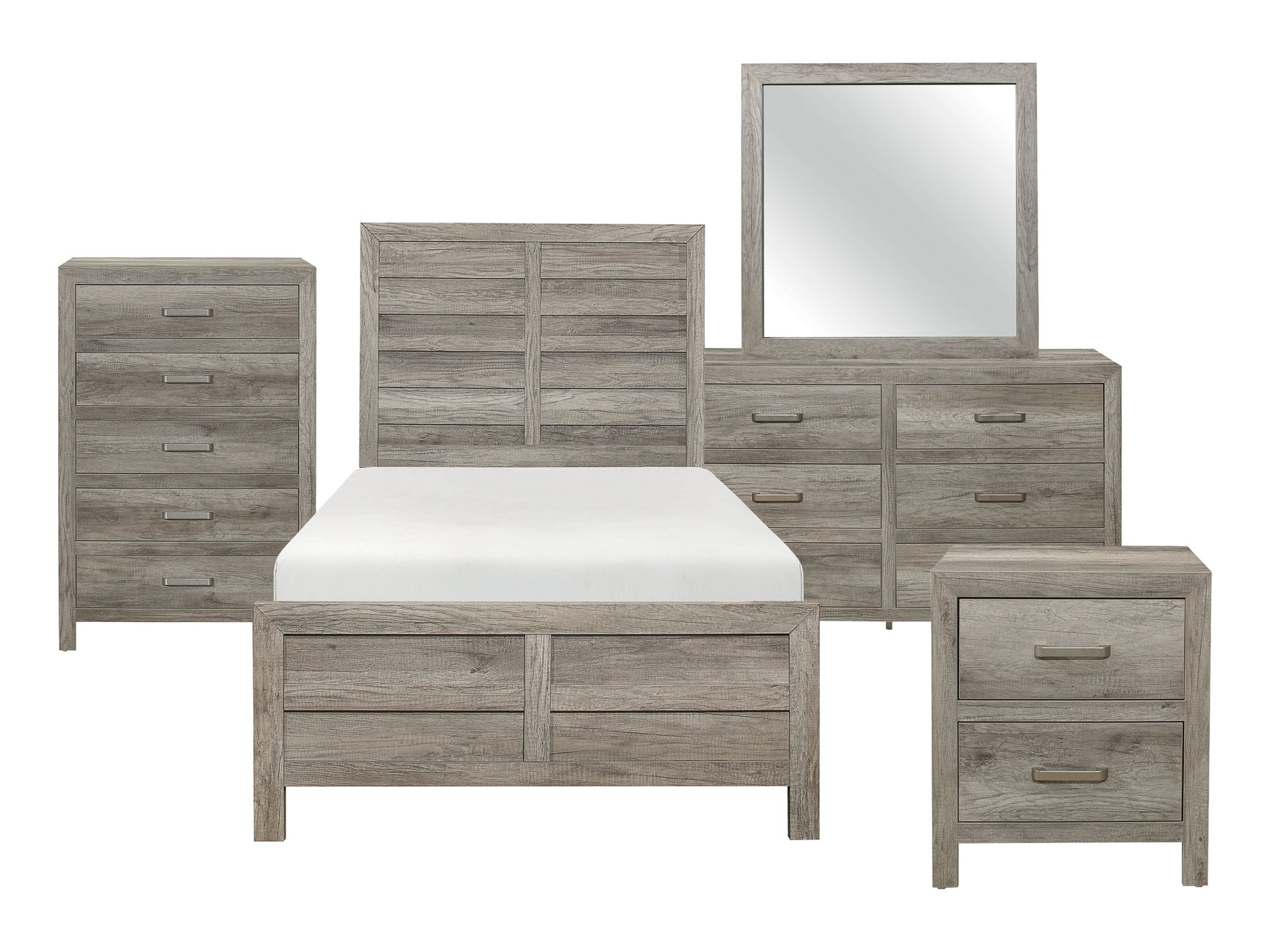 Mandan Weathered Gray 5-Piece Twin Bedroom Set - Ornate Home