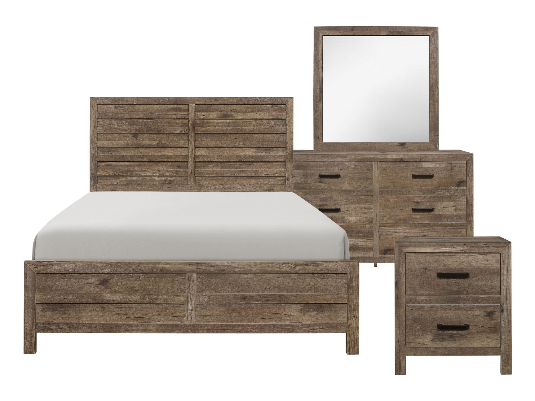 Mandan Weathered Pine 4-piece Queen Bedroom Set - Ornate Home