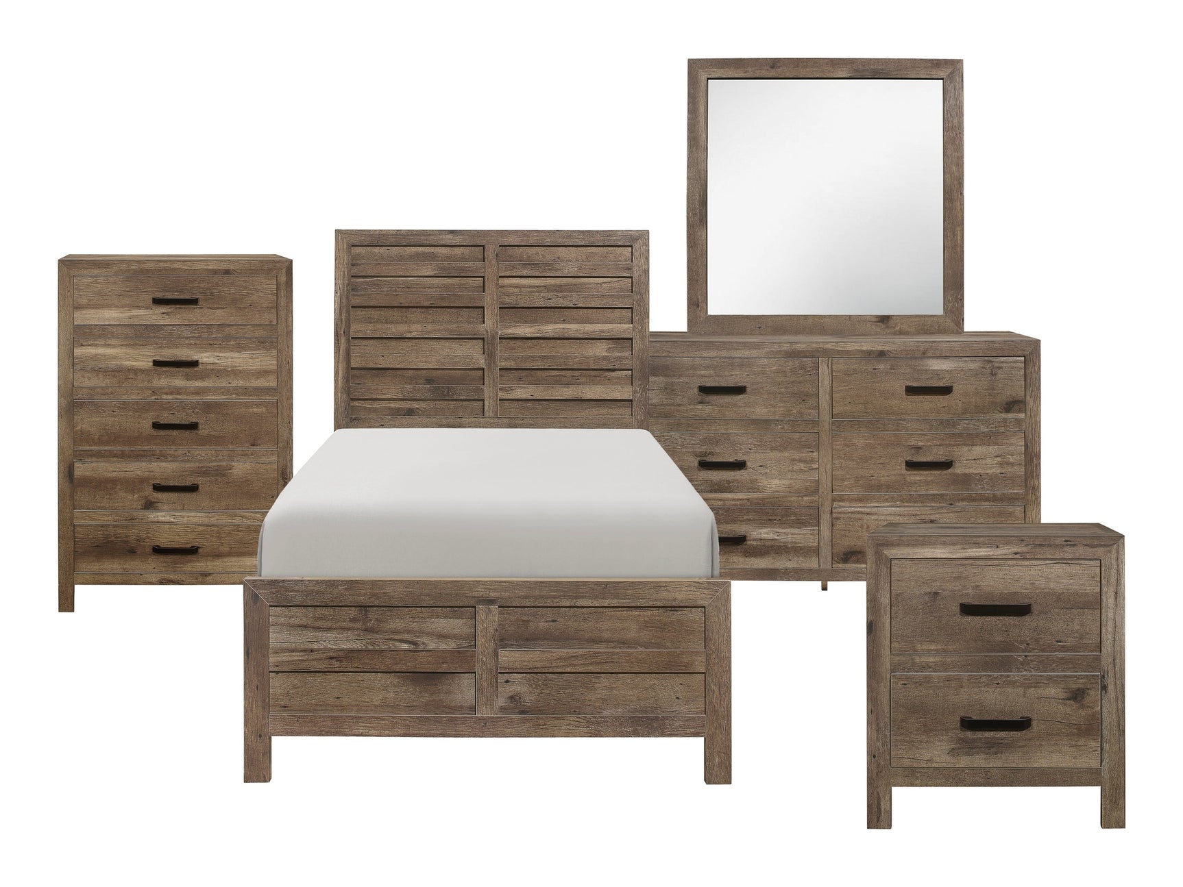 Mandan Weathered Pine 5-Piece Twin Bedroom Set - Ornate Home
