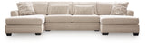Mandi Point Marble 3-Piece Double Chaise Sleeper Sectional