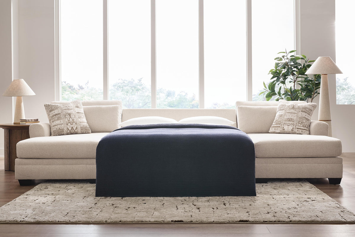 Mandi Point Marble 3-Piece Double Chaise Sleeper Sectional