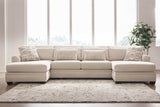 Mandi Point Marble 3-Piece Double Chaise Sleeper Sectional