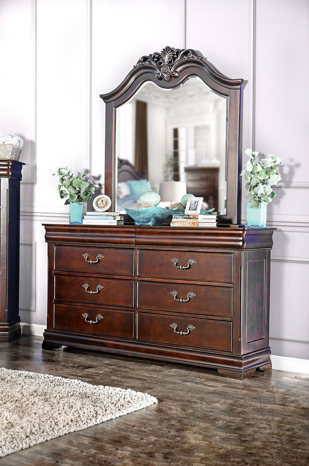 Mandura Cherry 4 Pc. Queen Bedroom Set - Ornate Home