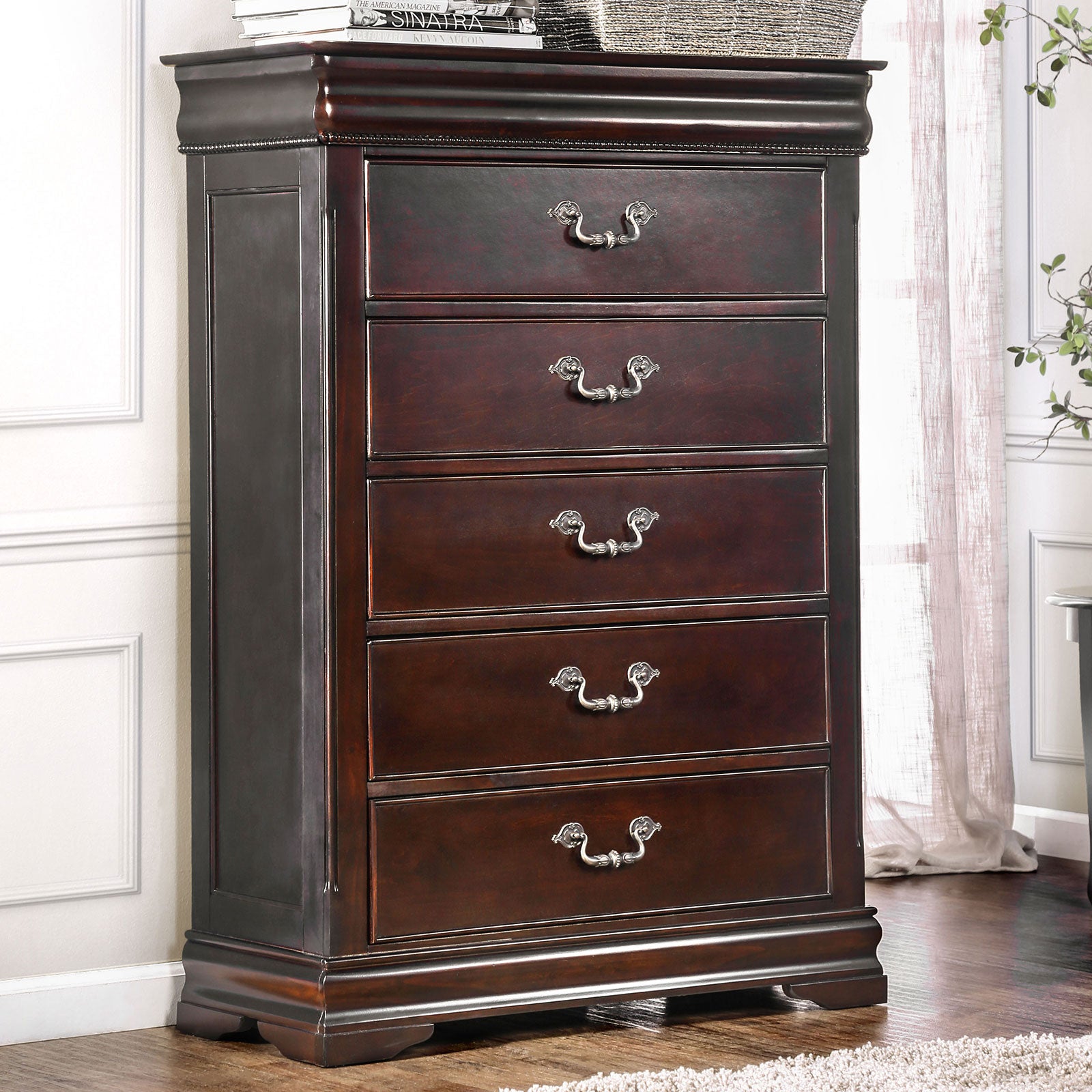 Mandura Cherry 5 Pc. Queen Bedroom Set w/ Chest - Ornate Home