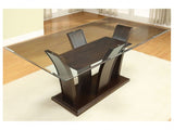 Manhattan Brown Cherry Glass Top Dining Table - Ornate Home