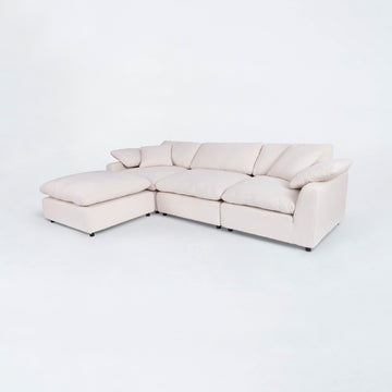 Manhattan Sand Linen Armless Ottoman - Ornate Home