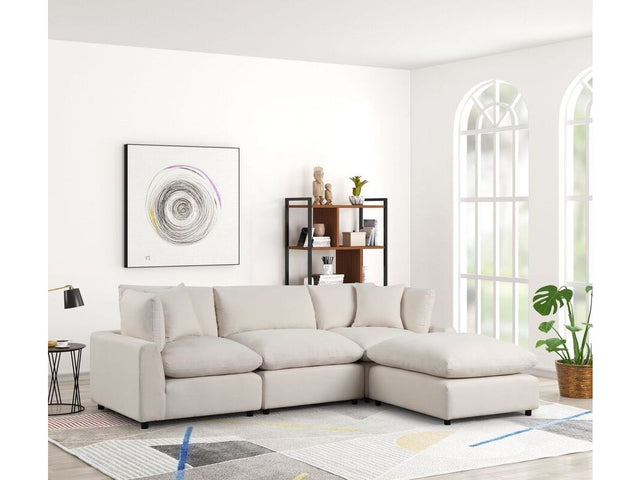 Manhattan Sand Linen Modular Sectional / 4pc - Cloud II - Ornate Home