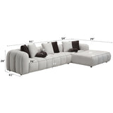 Manilla Ivory White Linen Sectional Sofa w/8 Pillows - Ornate Home