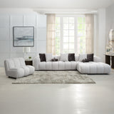Manilla Ivory White Linen Sectional Sofa w/8 Pillows - Ornate Home