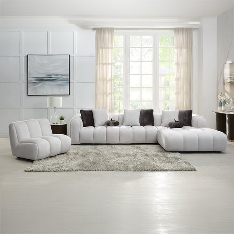 Manilla Ivory White Linen Sectional Sofa w/8 Pillows - Ornate Home