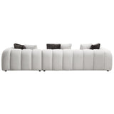 Manilla Ivory White Linen Sectional Sofa w/8 Pillows - Ornate Home