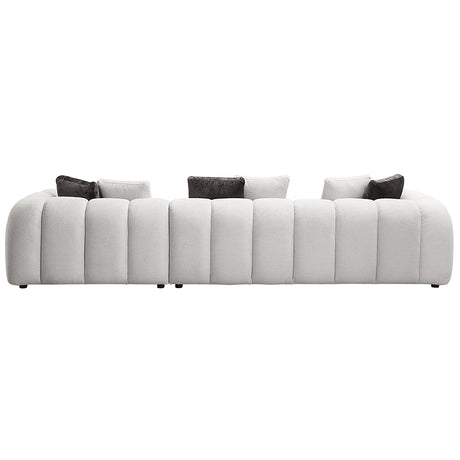 Manilla Ivory White Linen Sectional Sofa w/8 Pillows - Ornate Home