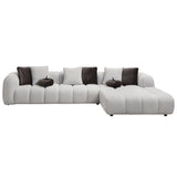 Manilla Ivory White Linen Sectional Sofa w/8 Pillows - Ornate Home