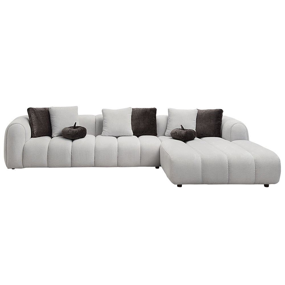 Manilla Ivory White Linen Sectional Sofa w/8 Pillows - Ornate Home