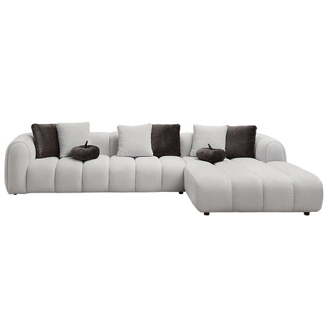 Manilla Ivory White Linen Sectional Sofa w/8 Pillows - Ornate Home