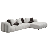 Manilla Ivory White Linen Sectional Sofa w/8 Pillows - Ornate Home