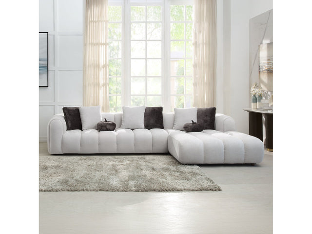 Manilla Ivory White Linen Sectional Sofa w/8 Pillows - Ornate Home