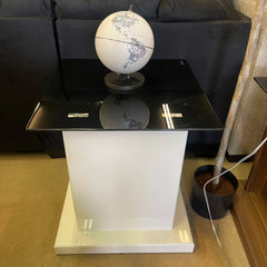 Mannedorf White & Black Glass Top End Table - Ornate Home