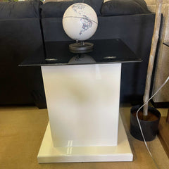 Mannedorf White & Black Glass Top End Table - Ornate Home