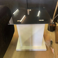 Mannedorf White & Black Glass Top End Table - Ornate Home