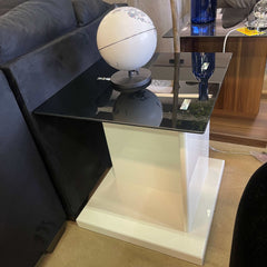 Mannedorf White & Black Glass Top End Table - Ornate Home