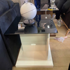 Mannedorf White & Black Glass Top End Table - Ornate Home