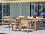 Manorhouse 7-Piece Rectangular Teak Outdoor Dining Set with Extendable Table and Stacking Armchairs - Ornate Home