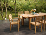 Manorhouse 9-Piece Rectangular Teak Outdoor Family Dining Set with Extendable Table - Ornate Home
